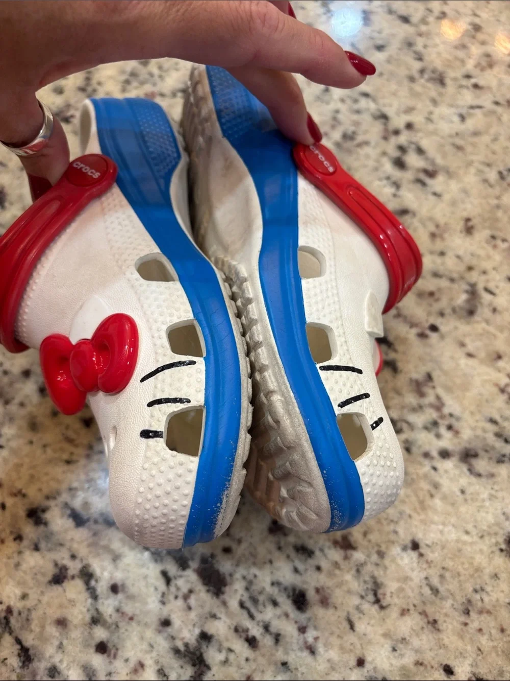 CROCS White Kids Clogs with Red Bow and Strap